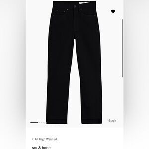 Rag and bone black high rise ankle slim jeans NWT Size 24